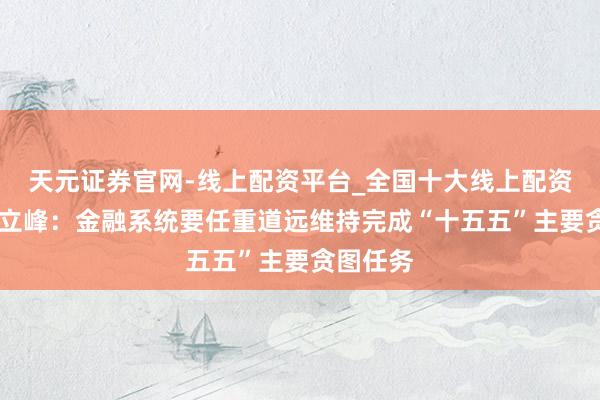 天元证券官网-线上配资平台_全国十大线上配资平台 何立峰：金融系统要任重道远维持完成“十五五”主要贪图任务