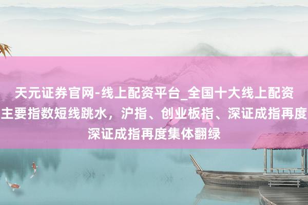 天元证券官网-线上配资平台_全国十大线上配资平台 A股主要指数短线跳水，沪指、创业板指、深证成指再度集体翻绿