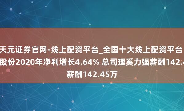 天元证券官网-线上配资平台_全国十大线上配资平台 申能股份2020年净利增长4.64% 总司理奚力强薪酬142.45万