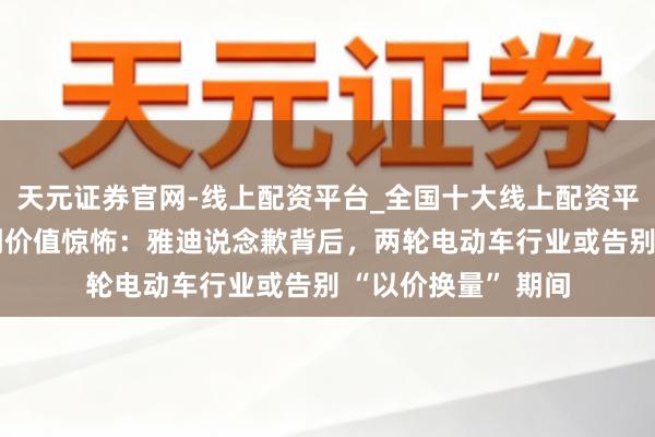 天元证券官网-线上配资平台_全国十大线上配资平台 从渠说念王者到价值惊怖：雅迪说念歉背后，两轮电动车行业或告别 “以价换量” 期间