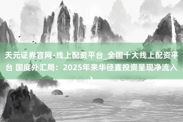 天元证券官网-线上配资平台_全国十大线上配资平台 国度外汇局：2025年来华径直投资呈现净流入