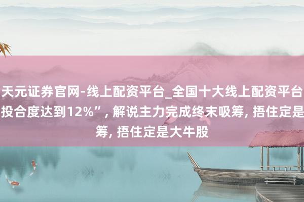 天元证券官网-线上配资平台_全国十大线上配资平台 “筹码投合度达到12%”, 解说主力完成终末吸筹, 捂住定是大牛股
